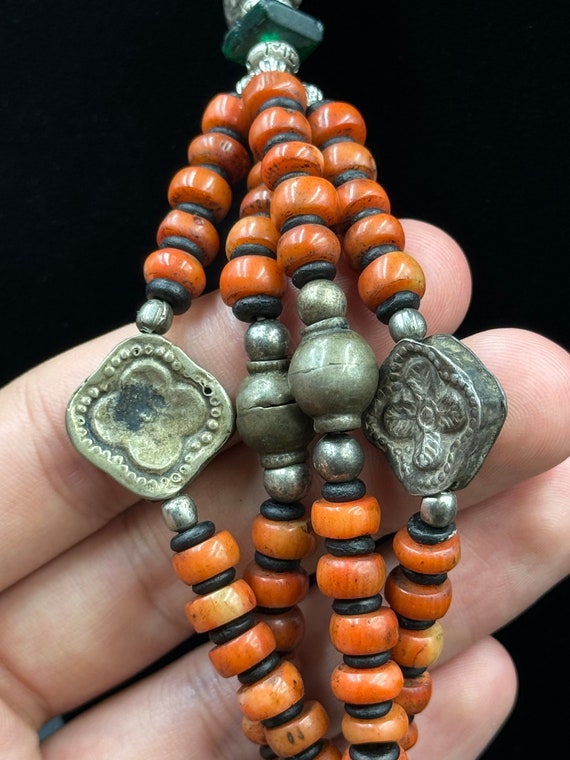 Antique Silver Bawsani filigree coral beads Neckl… - image 4