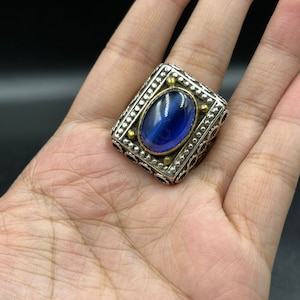 Unique Very Beautiful Old Ancient Handmade Bactrian Blue Quartz Signet Solid Silver Ring