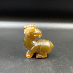 Antique Chinese Natural Agate Carved Ram Bead