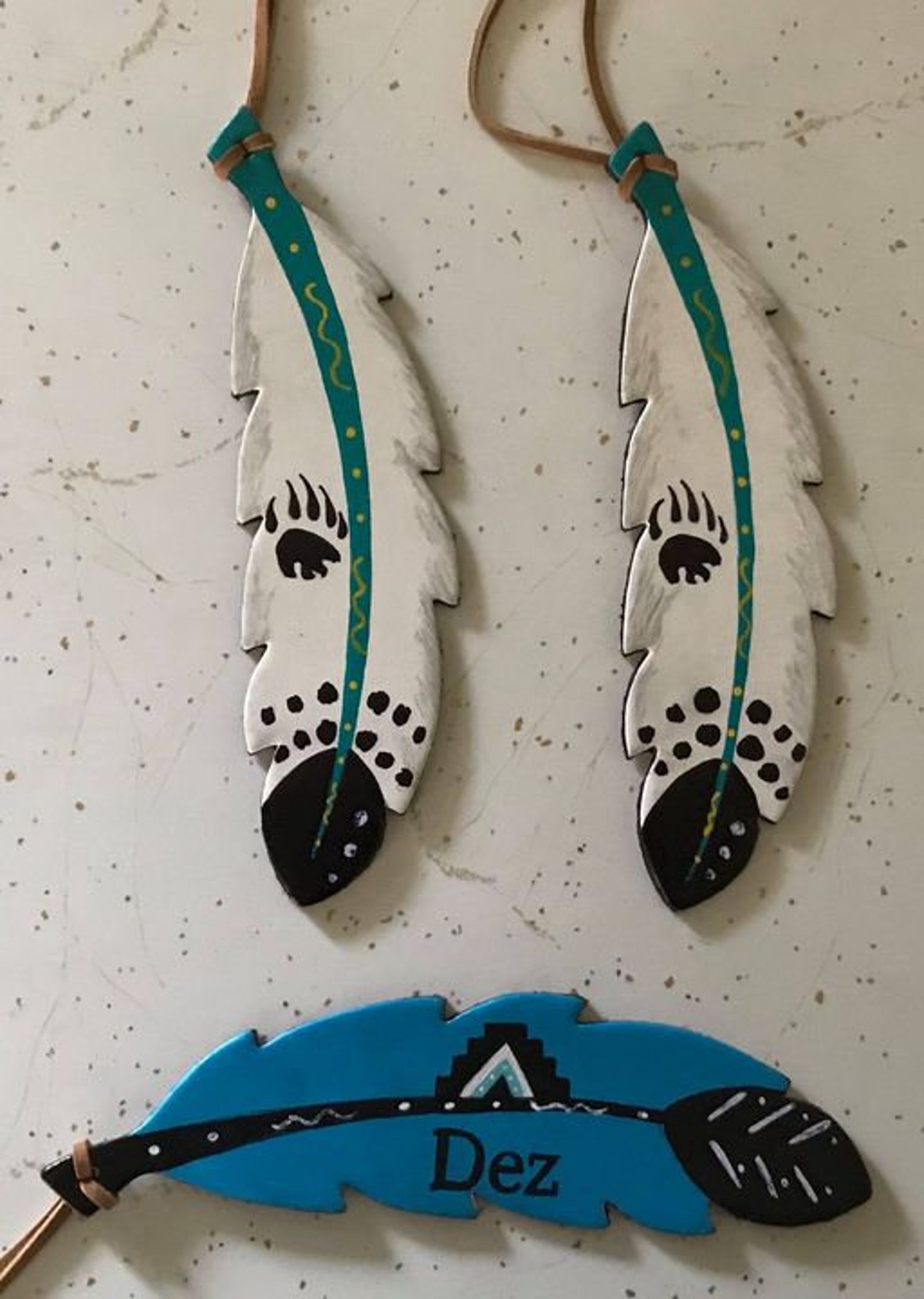 Leather Feather Saddle Charms Etsy