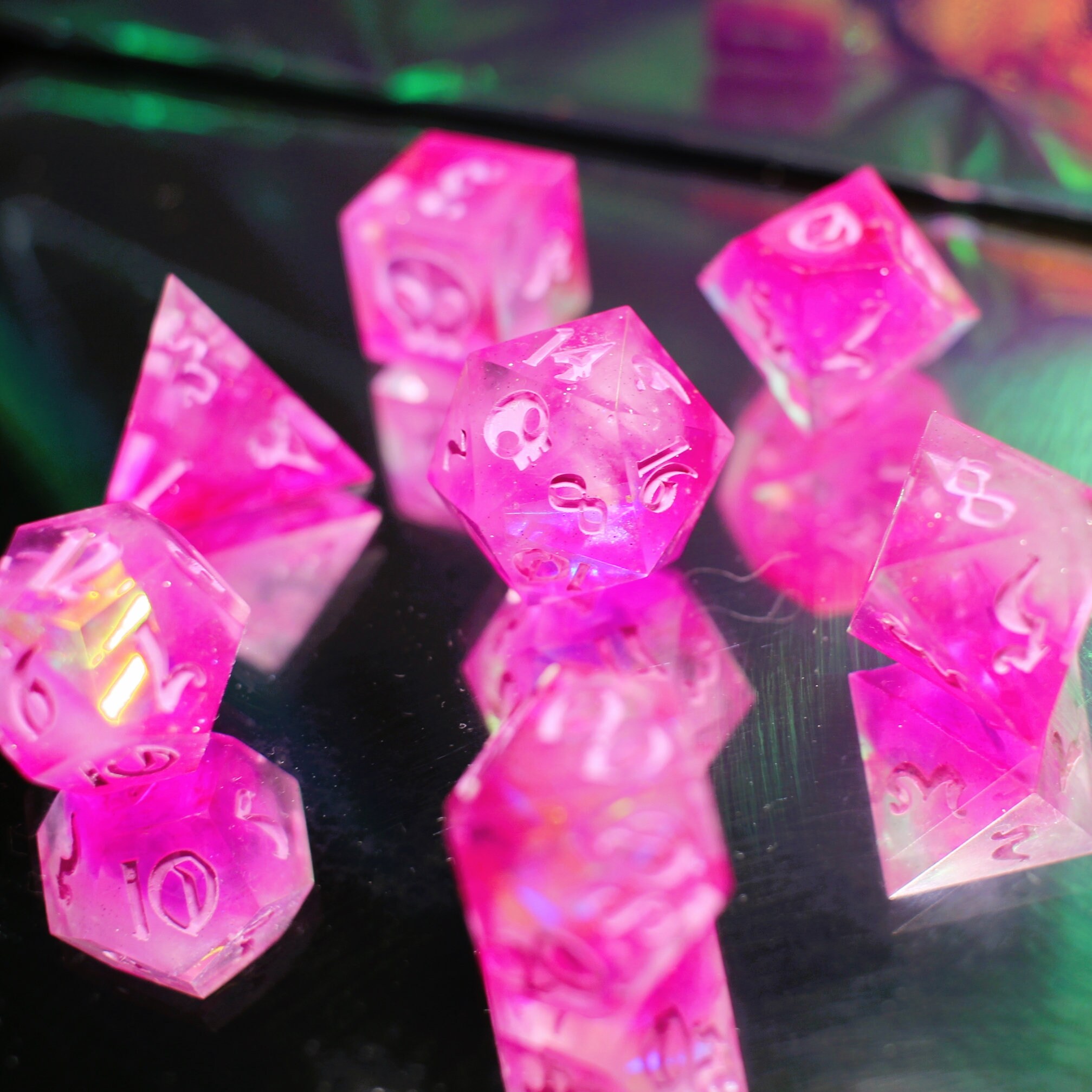 Custom 7 Piece DND Dice Set Custom Dice Set Sharp Edged Etsy