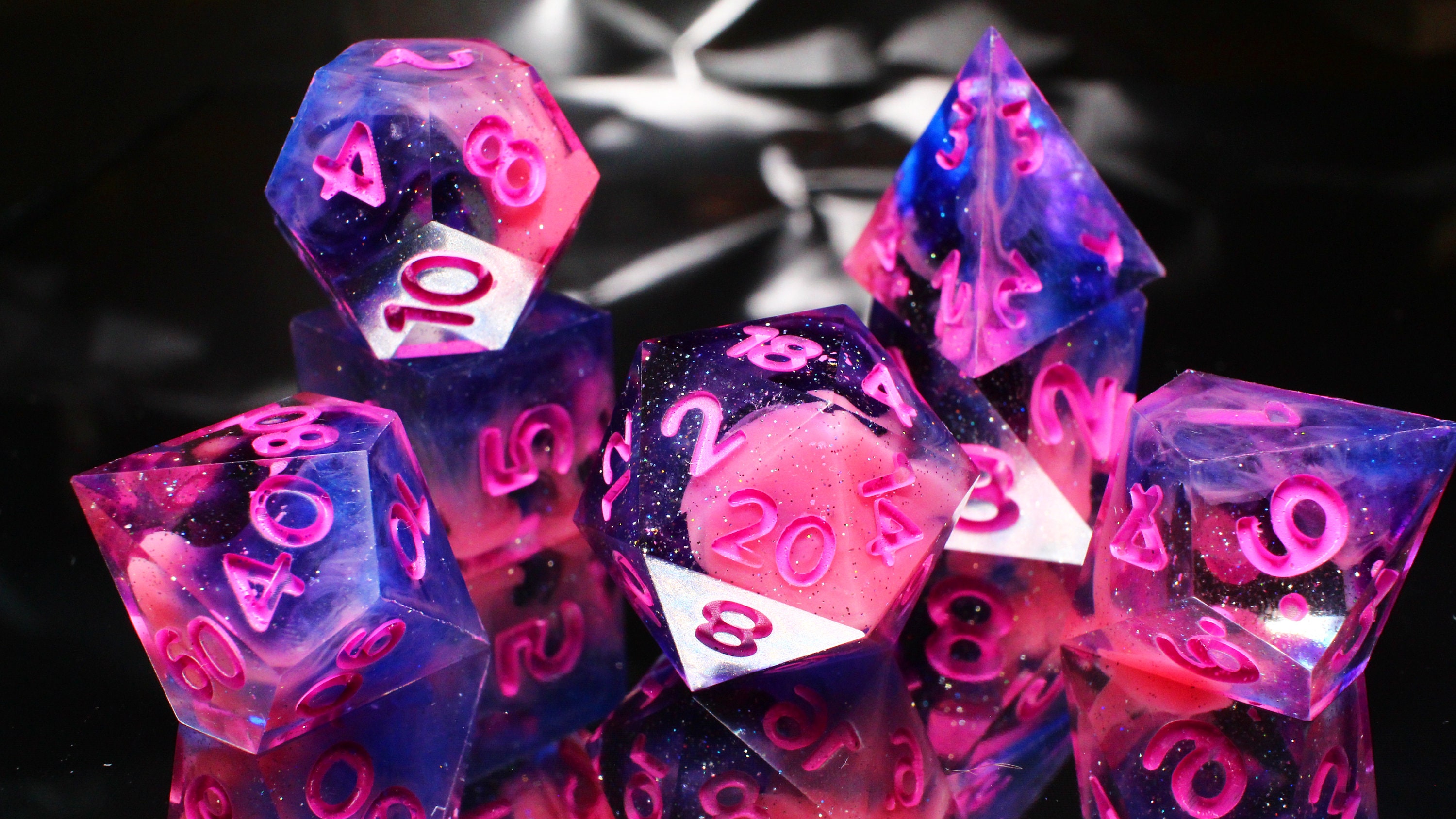 Custom 7 Piece DND Dice Set Custom Dice Set Sharp Edged Etsy