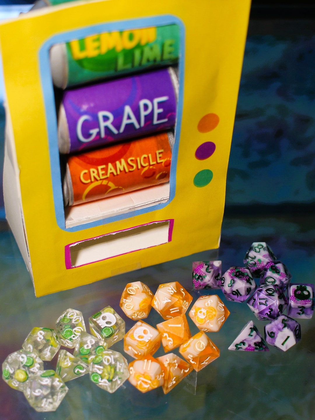 7 Piece Dice Set With Box Unique Dice Box Fruit Themed Etsy