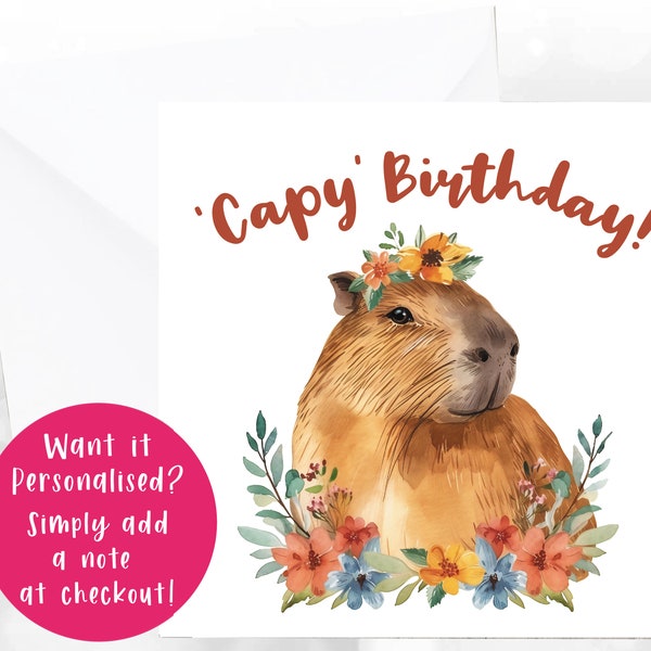 Carte d'anniversaire Capy, de la carte d'anniversaire Capybara, carte d'anniversaire de zoo, carte d'amant de Capybara, carte de jeu de mots, carte d'anniversaire drôle