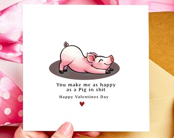 Funny Pig Valentine's Day Card: Rude Anniversary Card for Couple
