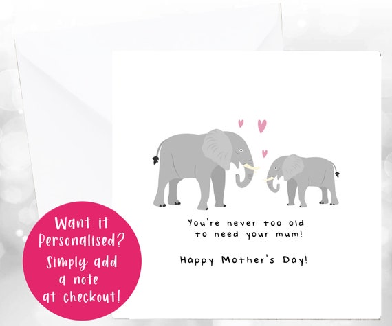 Mother's Day greeting card 'Happy mother's day for the best mum' elephants 