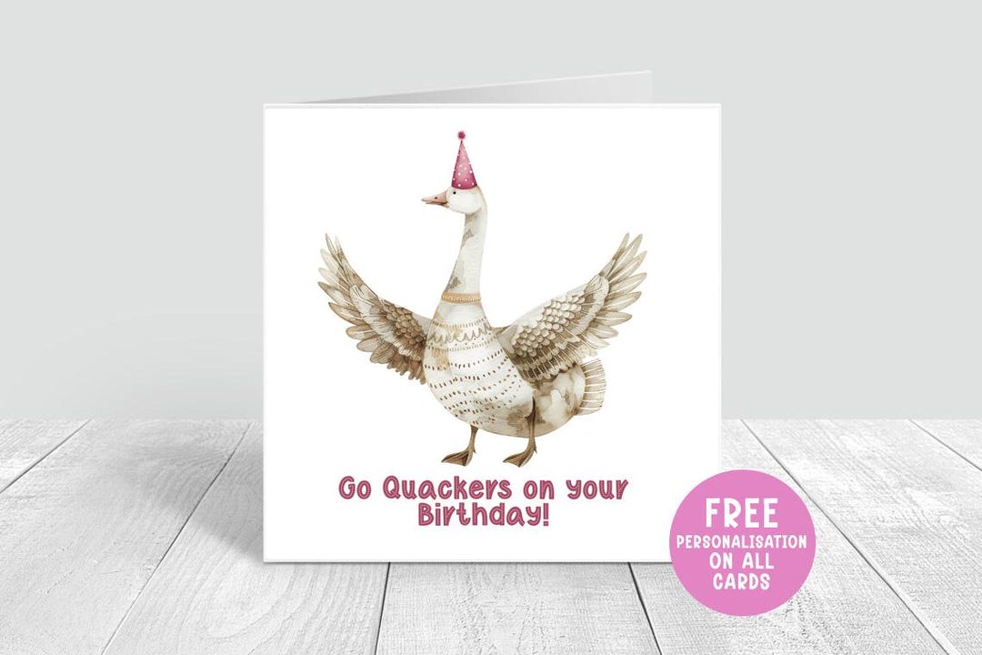 Goose Birthday Card, Gander Birthday Card, Card for Her Personalised ...