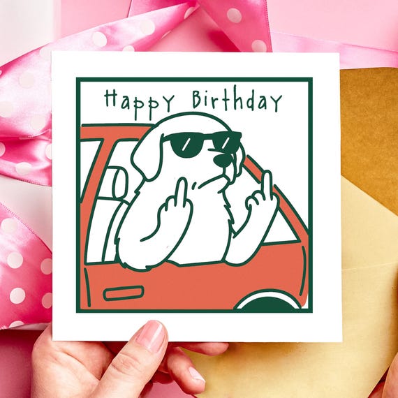 Funny Dog Birthday Card, Rude Dog Card, Swear Word Pun Card, Adult Humour Birthday Card, Dog Lover Gift