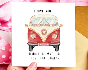 VW Camper Valentines Day Card, Anniversary Card