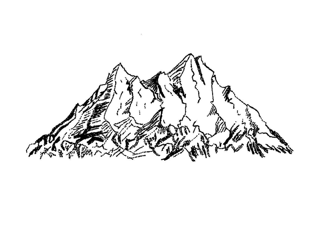 Mountain Range Drawing Etsy