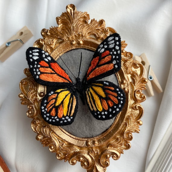 Monarch Butterfly 3d Embroidery Technique Stumpwork Style Etsy