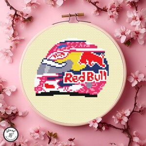 F1 Liam Lawson 2026 season helmet - PDF cross stitch pattern beginner friendly formula one fans driver 30 motorsport Racing Bulls decor