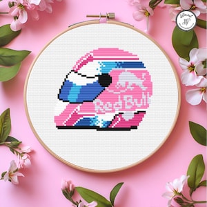 F1 Isack Hadjar helm seizoen 2025 - PDF kruissteekpatroon, beginnersvriendelijk, Formule 1-fans, coureur 6, speciale Miami livery wanddecoratie
