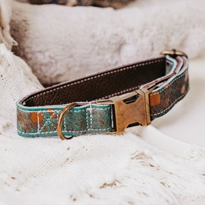 acid washed leather dog collar made by dacus doodles