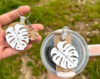 Monstera Leaf Tumbler Topper, Mothers Day Gift Basket Ideas, Plant Lover Gift,