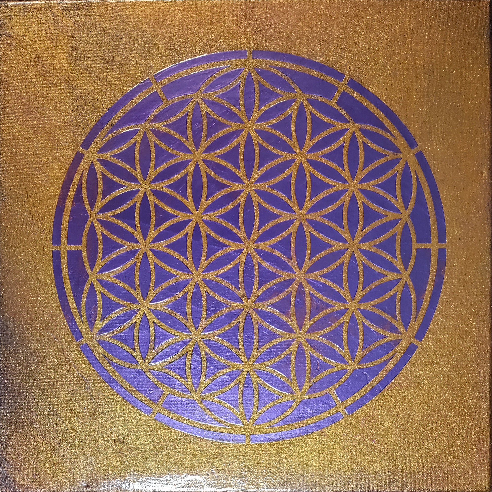 Flower of Life Painting on Canvas: Purple Sacred Geometry Art With ...