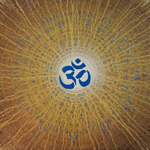 Unique Acrylic Painting on Canvas—Spiritual OM Symbol Mandala Art—Glow in the Dark. A Gift for Home Wall Decor. A Meditative Wall Art Gift.