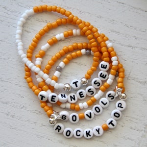 University of Tennessee Bracelets, UT Vols accessories, Rocky Top beaded stackables, SEC jewelry, Grad gift for Tennessee Volunteers fan,