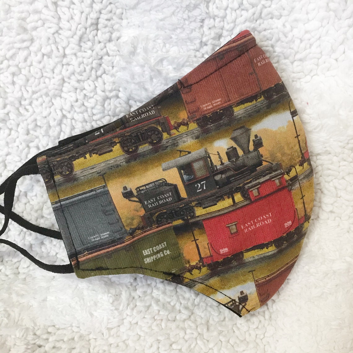 Train Face Mask Railroad Themed Face Mask Reversible Etsy