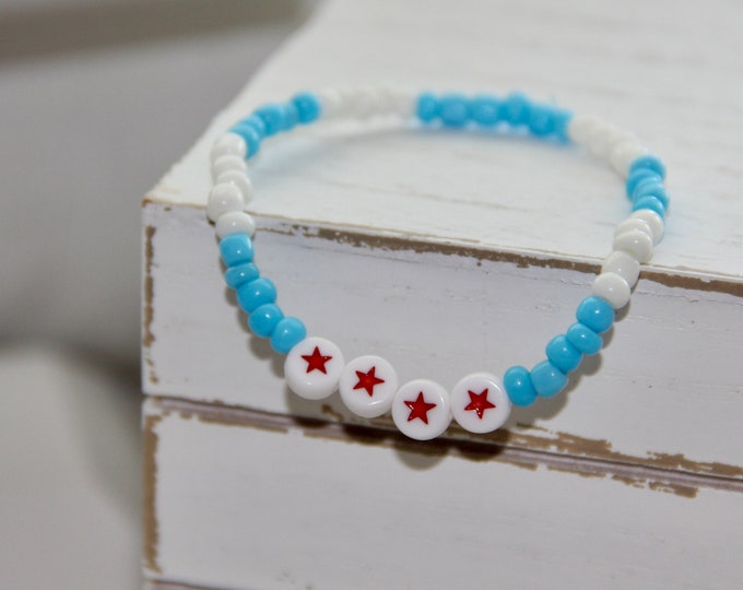 Chicago Flag Beaded Bracelet, 312 Area Code, City Jewelry
