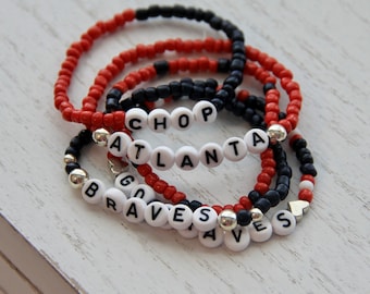 Atlanta Braves Spirit Bracelets, MLB Bracelets, Beaded Bracelets, Braves Baseball Bracelets