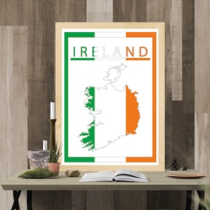 Ireland Print - Irish Flag - Dublin Minimalist Travel Art Poster Tricolour Cork Galway