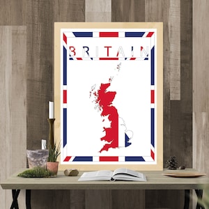 United Kingdom Print - British Flag - Britain Minimalist Travel Art Poster.