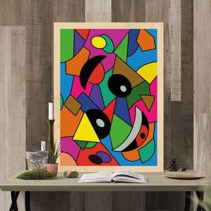 Abstract Smiling Face Wall Print - Home Decor, Wall Art, Kitchen Print