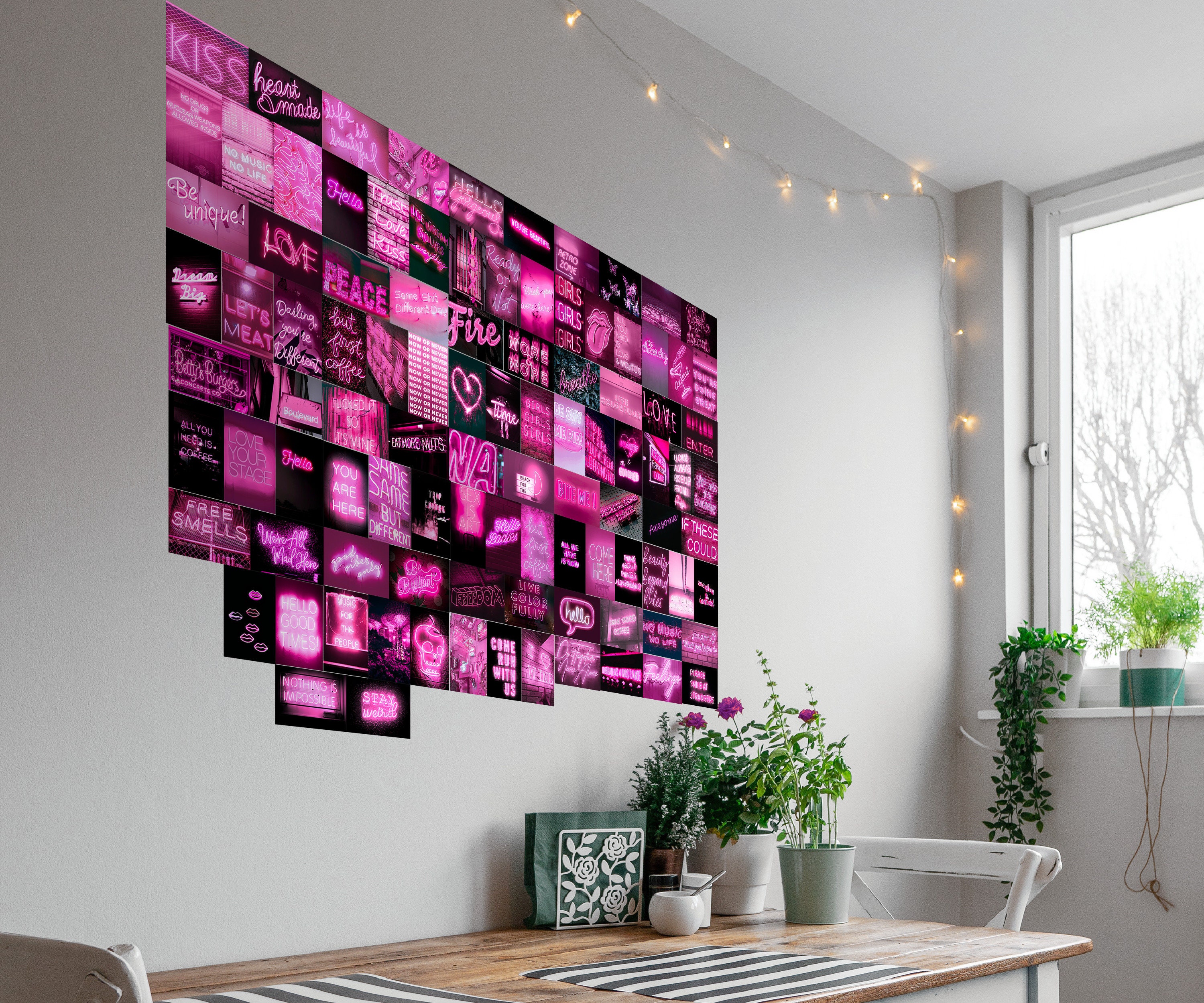 Neon Pink Colors Wall Collage Kit Etsy Wall Collage Kit Wall Images