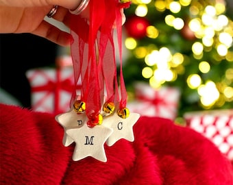 Adorno navideño de estrella de arcilla personalizado, hecho a mano