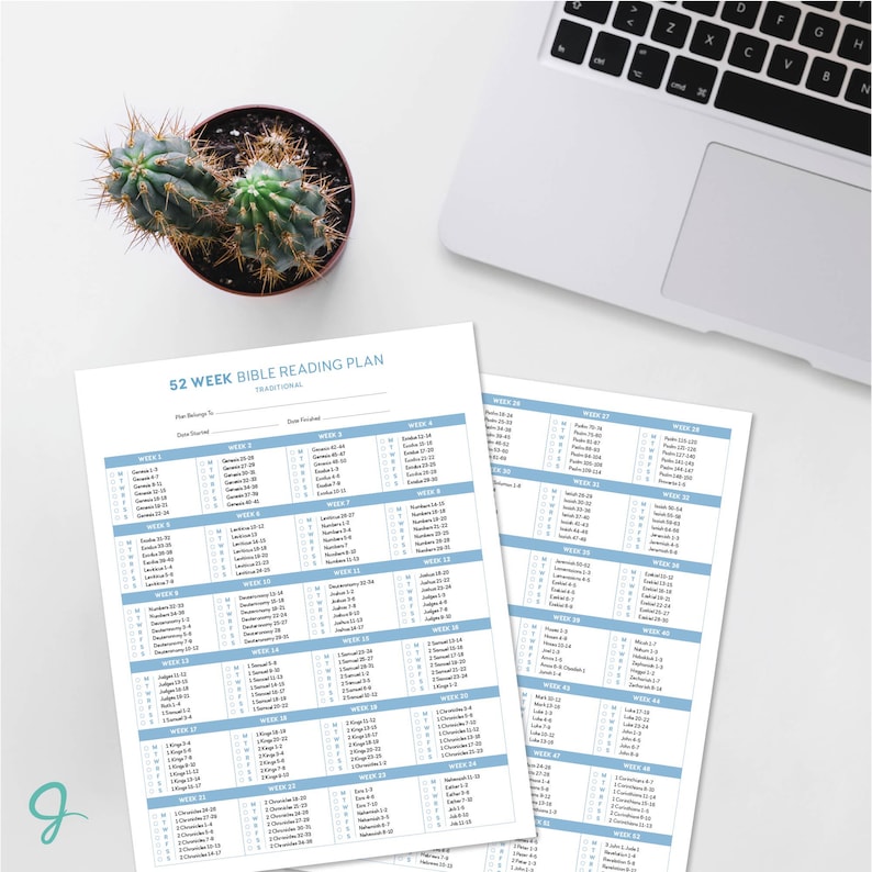 52 WEEK BIBLE Reading Plan Printable and Digital PDF | Bible Reading ...