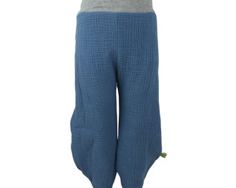 Damen Pumphose Yogahose Wohlfühlhose Umstandshose Musselin Blau