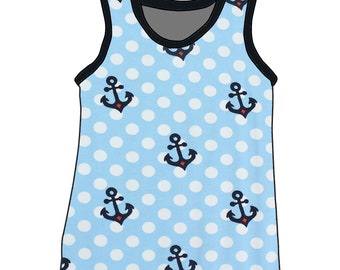 Kinder Tanktop Unterhemd Unterleibchen Anker Punkte blau