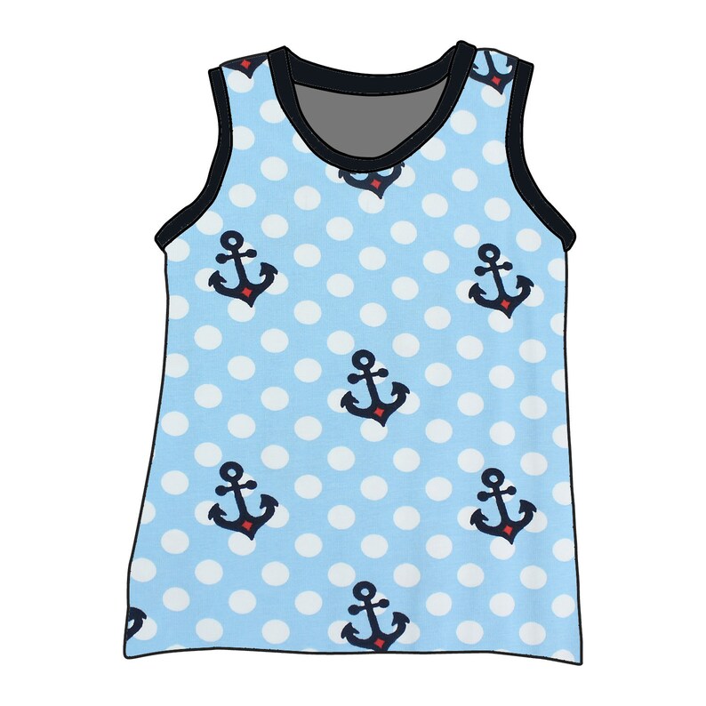 Kinder Tanktop Unterhemd Unterleibchen Anker Punkte blau Bild 1