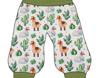 Damen 3/4 Caprihose Sommerhose Lama und Kaktus