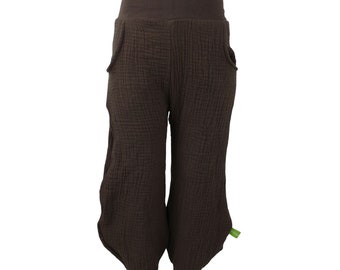 Damen Pumphose Yogahose Wohlfühlhose Umstandshose Musselin Braun