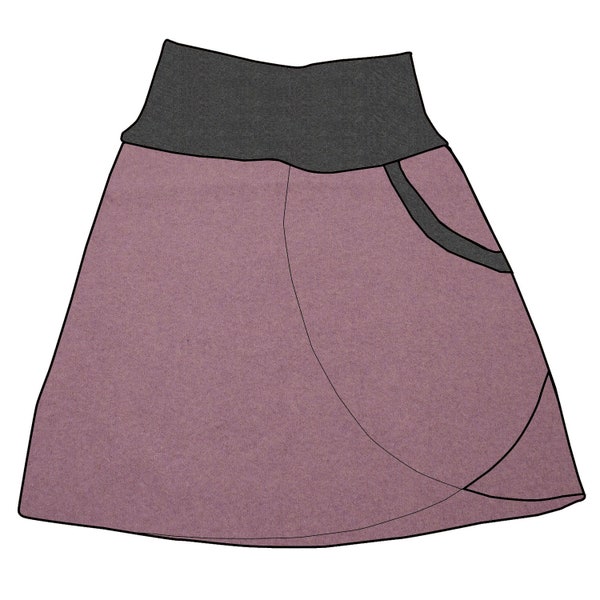 Women's walk skirt / false wrap skirt main color walk old pink