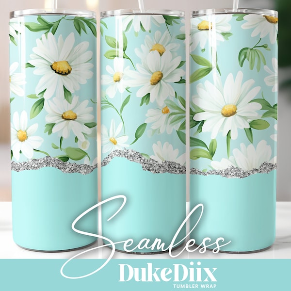 Daisy Tumbler Wrap Seamless Sublimation Design 20oz Skinny Tumbler for Straight/Tapered Tumbler PNG File Digital Download