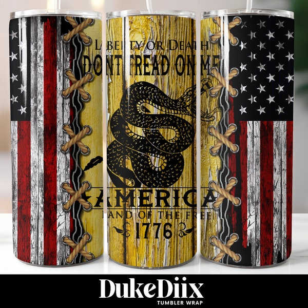 Don't Tread on Me 20oz Skinny Tumbler Sublimation Designs Tumbler for Straight/Tapered Tumbler PNG File Digital Download