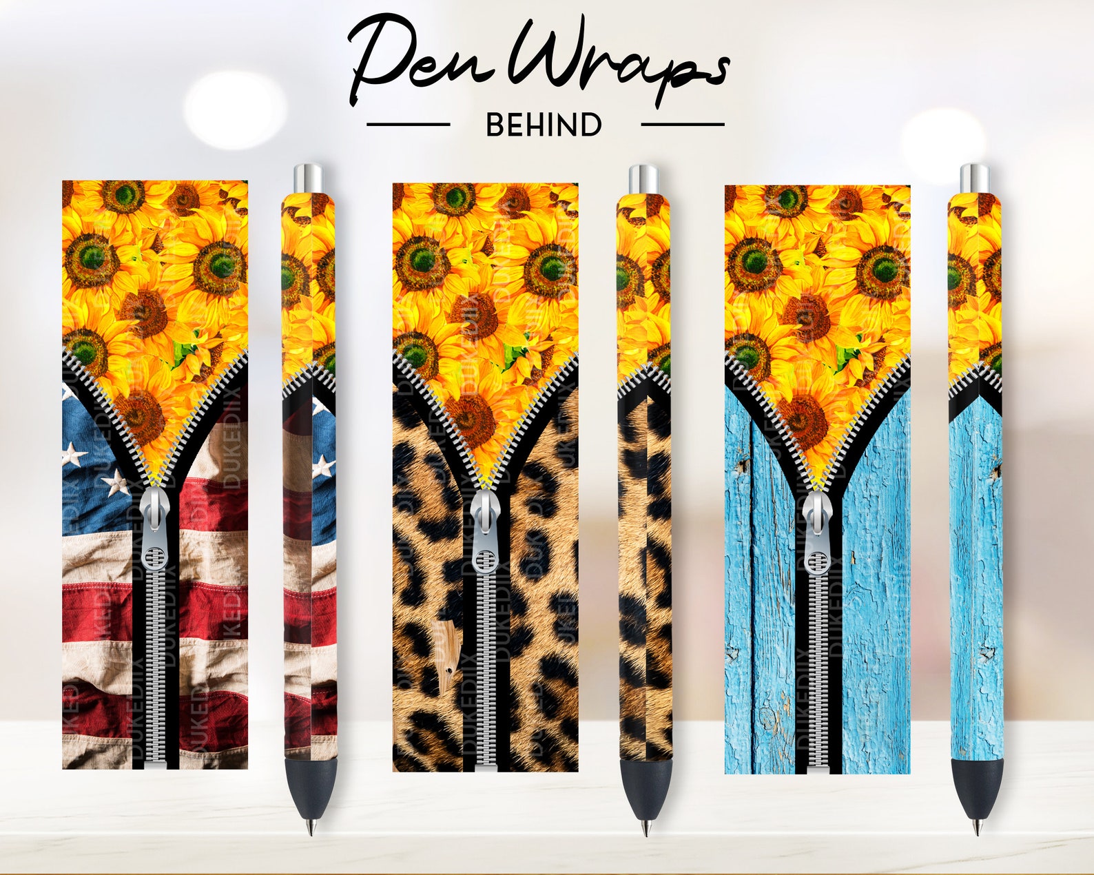 Sunflower Zipper Pen Wraps Pen Sublimación Pen Wraps Etsy España
