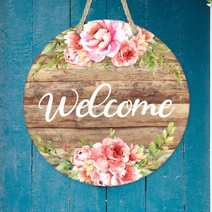 Round Door Hanger Farmhouse Rustic Floral Wood Sublimation for 12.25 Hardboard Blank PNG File Digital Download