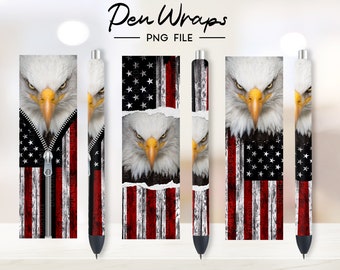 American Eagle Pen Wraps, Pen Sublimation, Pen Wraps Waterslide, Epoxy Pen Wraps, Ink Joy Wraps PNG File Download digitale