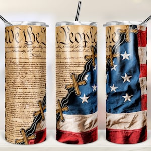 Diseños de sublimación de vaso flaco de 20 oz Patriótico estadounidense Nosotros, la Constitución del pueblo para vaso recto/cónico Archivo PNG Descarga digital