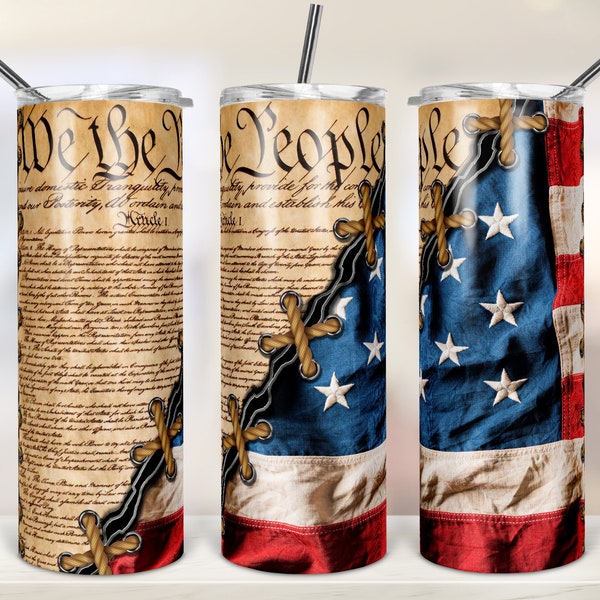 20oz Skinny Tumbler Sublimation Designs Patriotic American We The People Constitution for Straight/Tapered Tumbler PNG File Digital Download