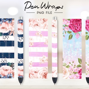 Floral Pen Wraps, Pen Sublimation, Pen Wraps Waterslide, Epoxy Pen Wraps, Ink Joy Wraps PNG File Digital Download