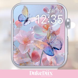 Crystal Butterfly Floral Apple Watch Wallpaper, Floral Watch Face, Smartwatch Background , Watch Screensaver, Aesthetic Apple Watch Face