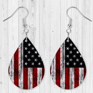 American Flag Teardrop Earring Sublimation Design PNG File Digital Download