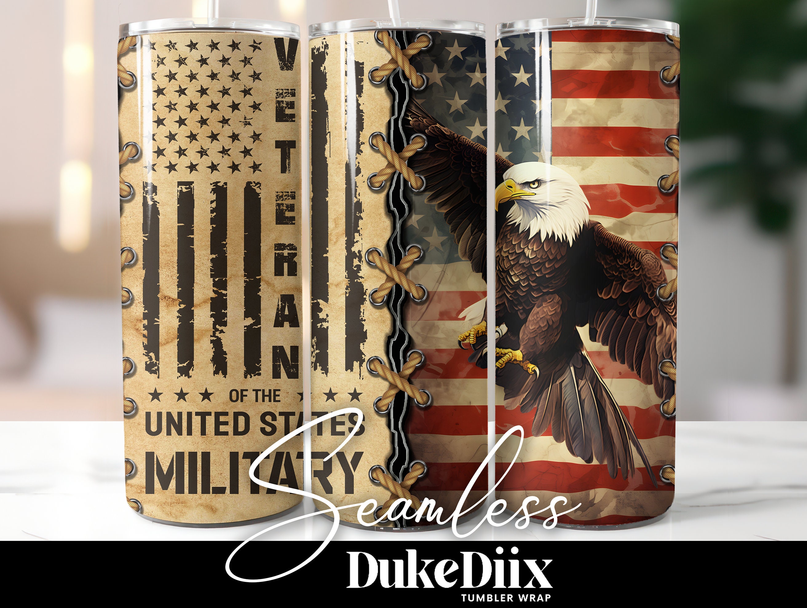 Memorial Day Veteran Military Tumbler Wrap Seamless Sublimation Design 20oz Skinny Tumbler Straight Tapered Tumbler PNG File DigitalDownload