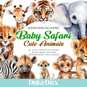 Nursery Baby Safari Animals Clip Art Transparent Background PNG File Digital Download For Commercial Use