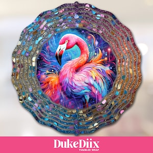 Neon Flamingo Glitter Wind Spinner PNG File Sublimation Design Digital Download